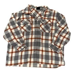 HFX Gray Rust Orange Plaid Button Up Shacket Men XL Outdoor Workwear Fall Winter
